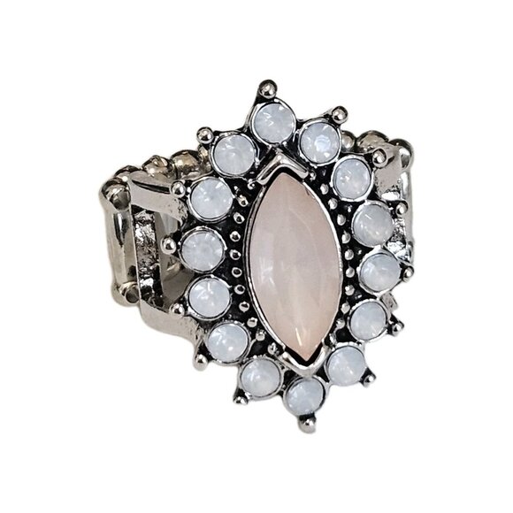 Paparazzi Everlasting Eden Pink & Silver Stretch Ring - Picture 2 of 3